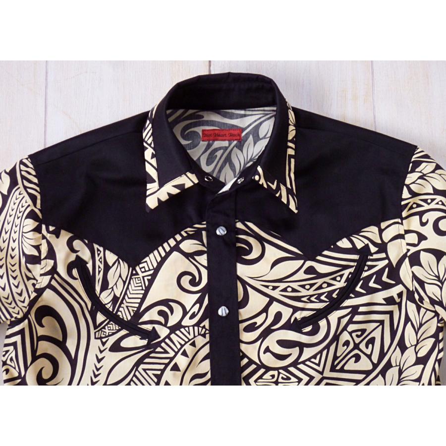 ロカビリーシャツ ネイティブ柄 MLサイズ ライトベージュ : Hot Heart