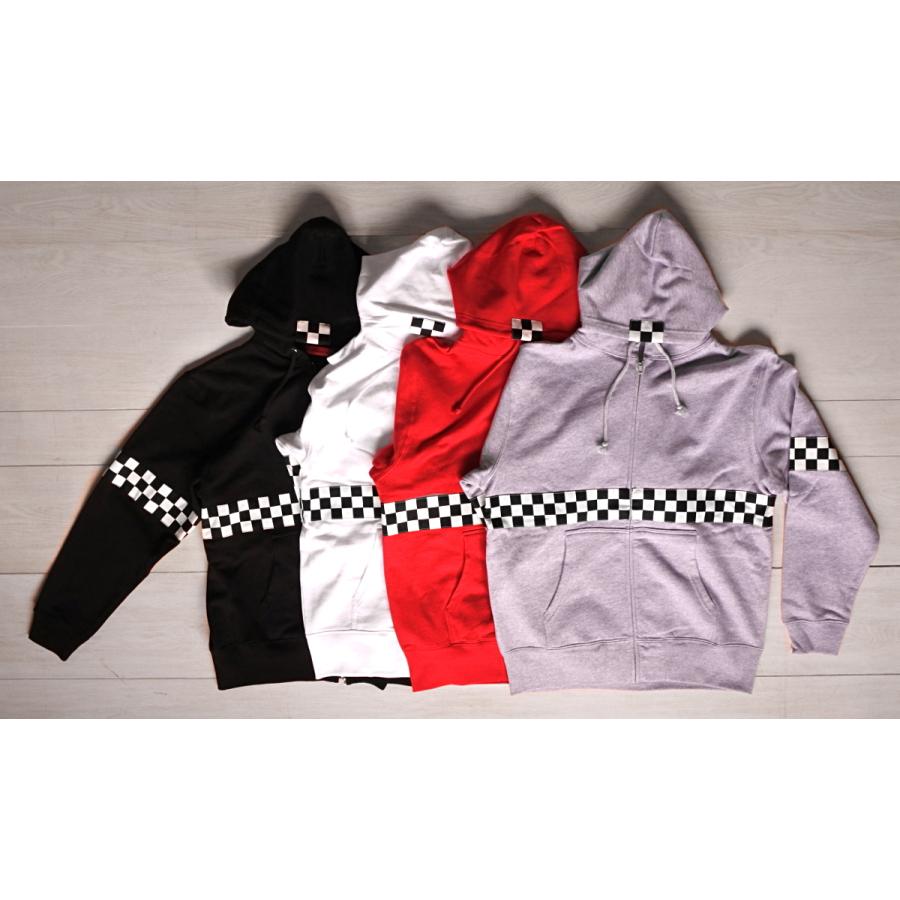 スウェットジップパーカー モッズ 市松柄 レッド : Hot Heart スウェットジップパーカー モッズ 市松柄 レッド : Hot Heart