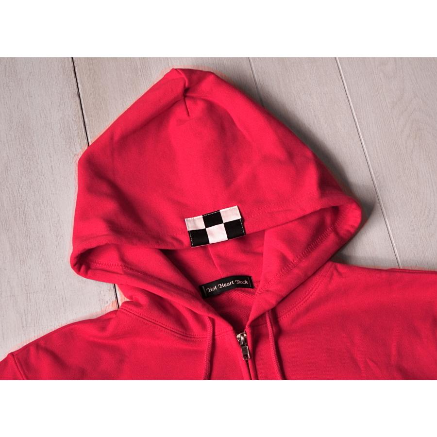 スウェットジップパーカー モッズ 市松柄 レッド : Hot Heart スウェットジップパーカー モッズ 市松柄 レッド : Hot Heart