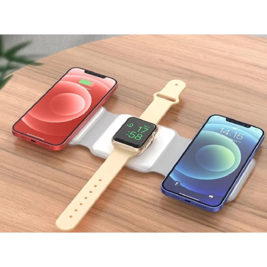最新型】3in1 三つ折り ワイヤレス 充電器 折り畳み 急速充電 iPhone