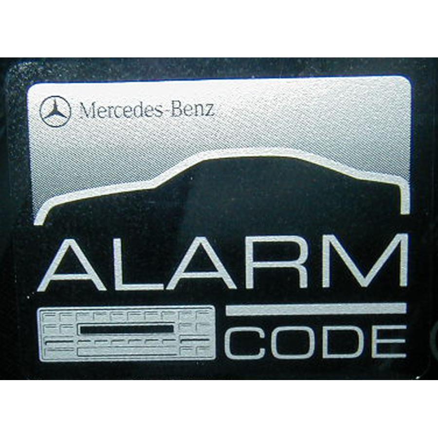 Mercedes Benz ベンツ 純正 ALARM アラーム セキュリティラベル ステッカー CODE文字入り　内貼り　【２枚セット】【送料無料】｜hotimp-com｜02