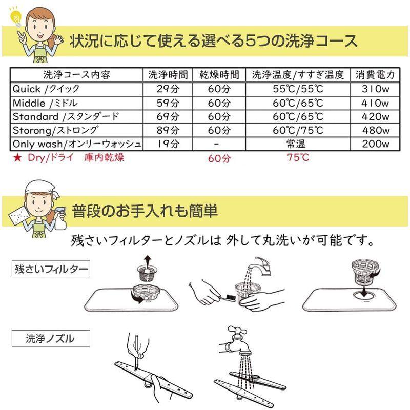 ✨美品✨ アイネクス AINX 工事がいらない 食器洗い乾燥機 AX-S3W ホワイト 【K3796440917】(19400円)