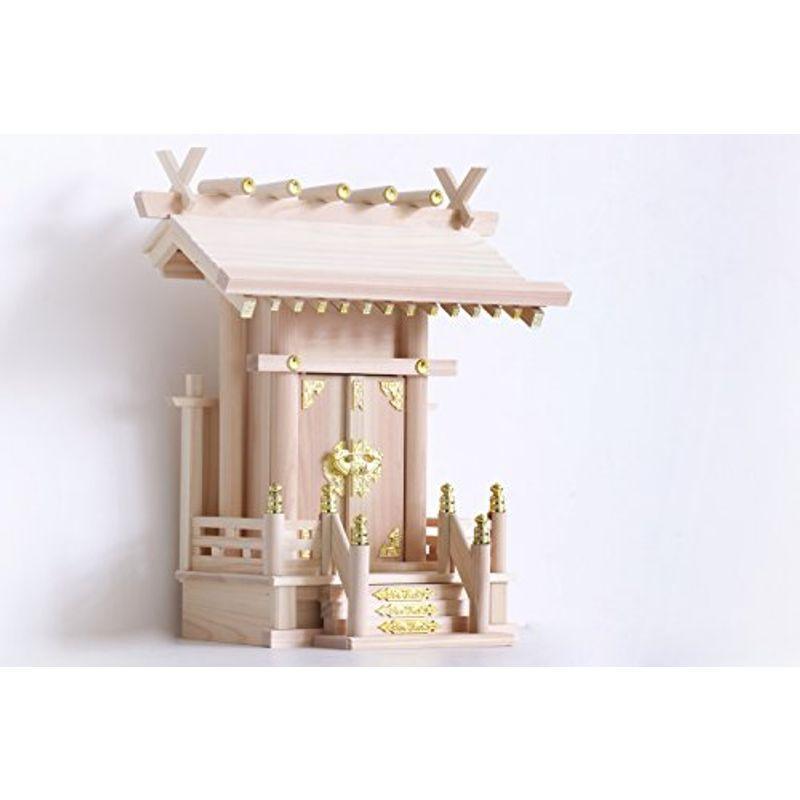 神棚 一社 単品 丸柱付 大神明 美しい、東濃桧 国産 日本製 一社宮 一社造り お社本体サイズ (cm) 高さ44.5 横