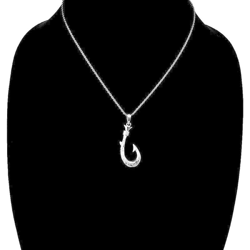 再再販 ペンダント 釣り針 フィッシュフック ハワイアンジュエリー レイラニ ネックレス ロープチェーン45cm付 925 シルバー メンズ ネックレス ペンダント