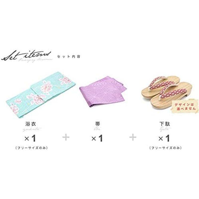 (ソウビエン) 浴衣セット レディース レトロ bonheur saisons ボヌールセゾン 水色 ライトブルー ピンク 薄紫 牡丹 花 　 ソウビエン 浴衣セット レディース レトロ bonheur saisons ボヌールセゾン 水色 ライトブルー ピンク 薄紫 牡丹 花