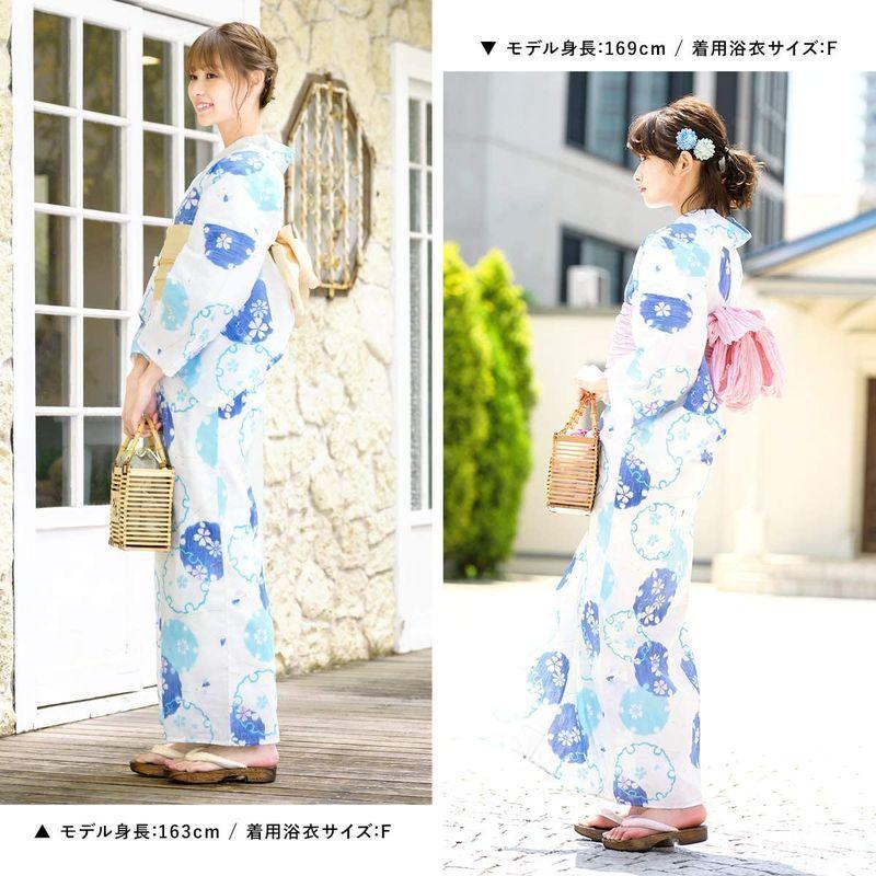 【即購入⭕️】 (ソウビエン)浴衣 セット レディース 白系 ホワイト 青 雪輪文 ラメ 綿 女性 夏 ボヌールセゾン 兵児帯 ピンク 【2040166766】(10427円)