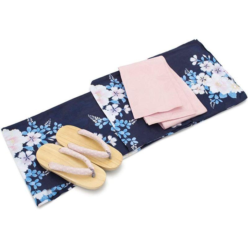 (ソウビエン) 浴衣セット レディース レトロ bonheur saisons ボヌールセゾン 紺 ネイビー 撫子 萩 藤 花 ラメ 綿 花 花 　 ソウビエン 浴衣セット レディース レトロ bonheur saisons ボヌールセゾン 紺 ネイビー 撫子 萩 藤 ラメ 綿
