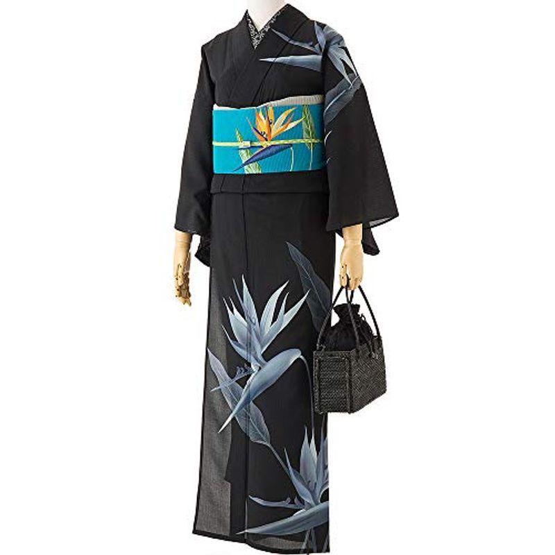 新商品 dear-japan 撫松庵 浴衣 セオアルファ ストレリチア 絵羽 黒