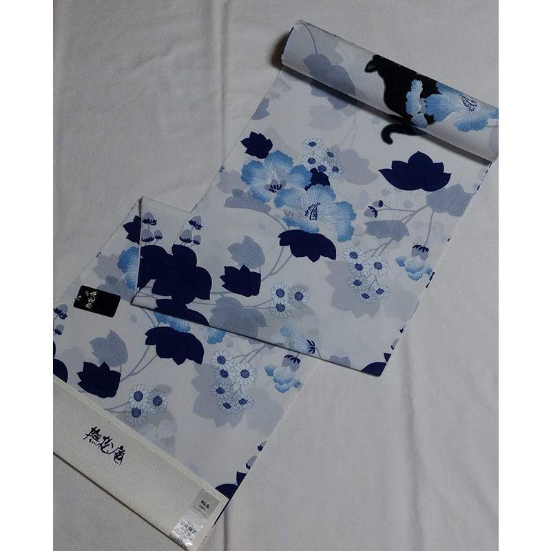 入荷中入荷中浴衣反物撫松庵芙蓉と猫ウスグレー日本製セオα 着物、浴衣