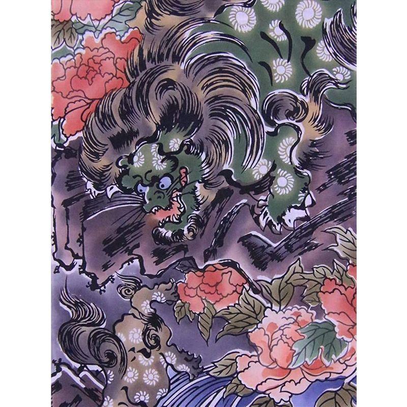 【訳あり・新品】 男物浴衣反物 No.536 獅子・牡丹柄・多色地 【L2156498187】(76281円)