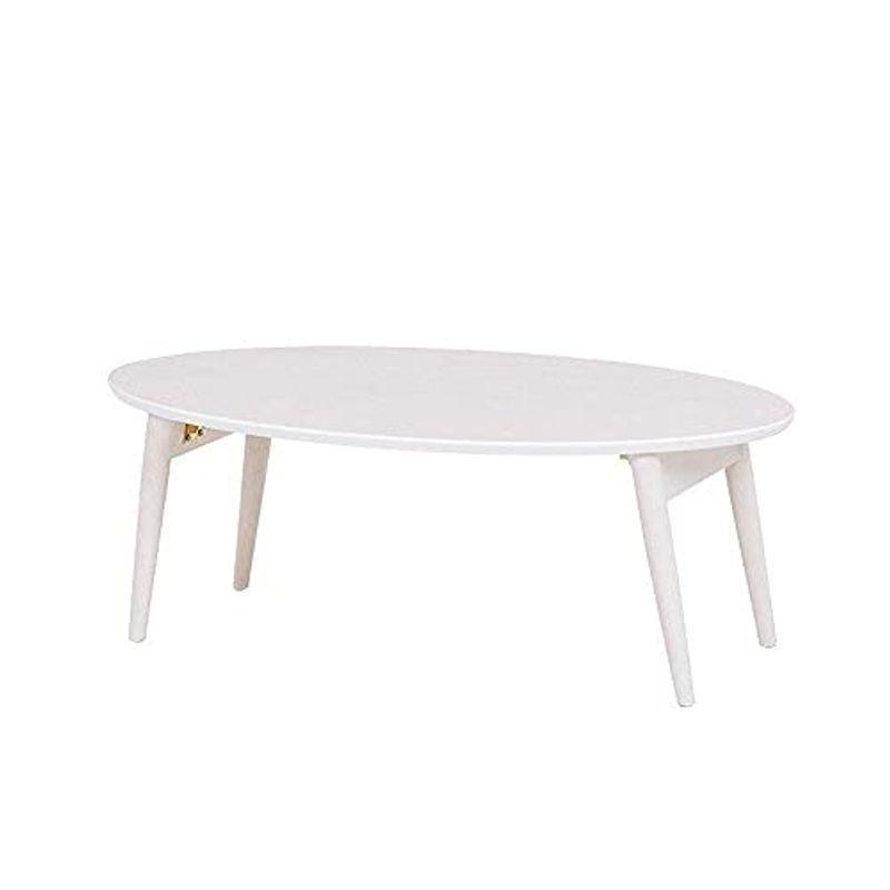 正規通販 可愛い折れ脚テーブル 約W90XD50XH33.5cm ホワイトウォッシュ＊長円形状のテーブル、ちゃぶ台・厚み約8.5cm収納のローテーブル テーブル、デスクマット