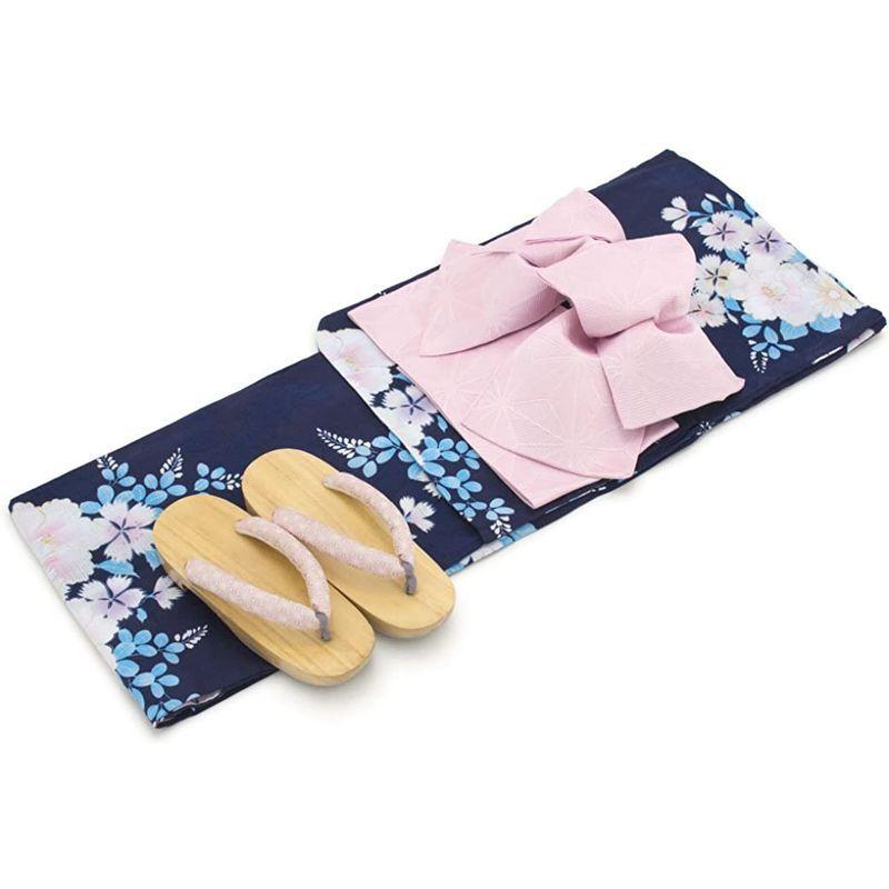 美品 (ソウビエン) 浴衣セット レディース レトロ bonheur saisons ボヌールセゾン 紺 ネイビー 撫子 萩 藤 花 ラメ 綿 花 【2626538620】(13424円)