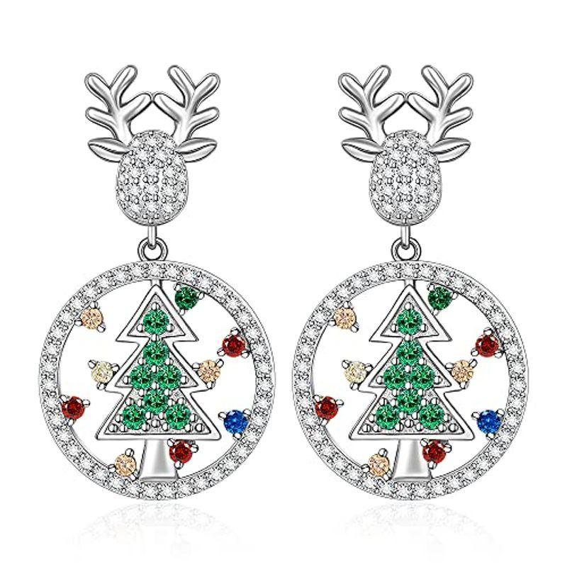 欲しいの クリスマスツリー トナカイ イヤリング レディース ガールズ スターリングシルバー グリーン ツリー 鹿 ダングル ドロップ イヤリング カ イヤリング 欲しいの クリスマスツリー トナカイ イヤリング レディース ガールズ スターリングシルバー グリーン ツリー 鹿 ダングル ドロップ イヤリング カ イヤリング