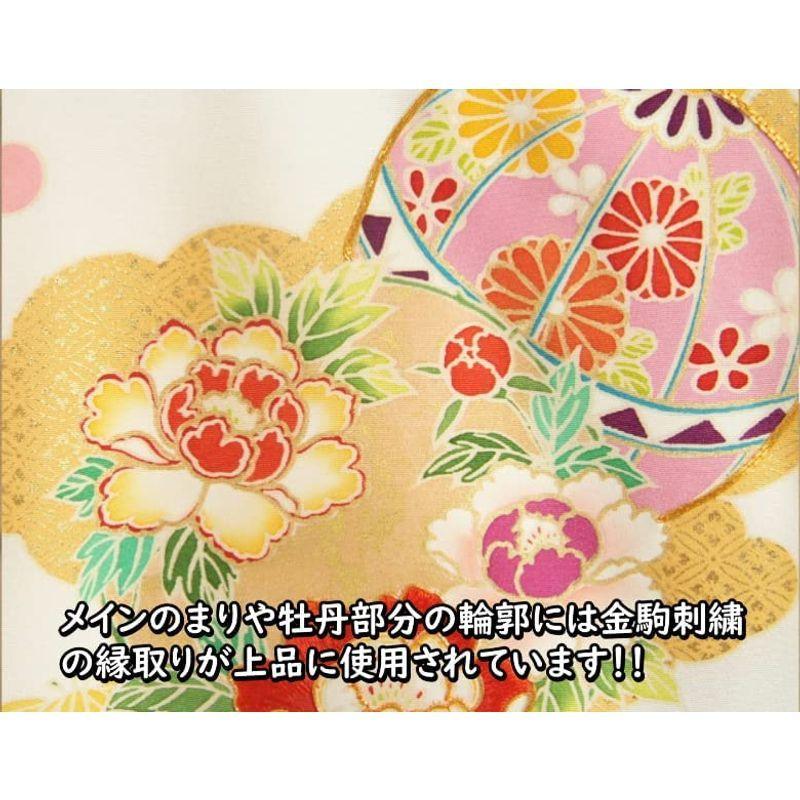 予約販売お宮参り 着物 女の子 変わり無地縮緬生地 手挿し友禅 まり 金