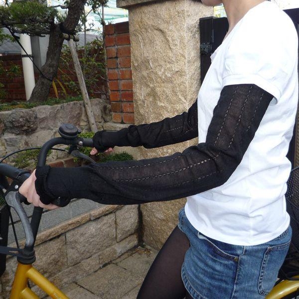 （ヘルスケア）紫外線に要注意！シルクアームカバー☆ブラック☆アイボリー☆ブルー☆ピンク |  | 05