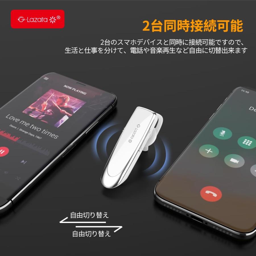 Glazata 日本語音声ヘッドセット Bluetooth 5.1片耳イヤホン Qualcomm社製スマートチップ3020搭載、長持ち20時間通話可能｜hotmeteor｜04