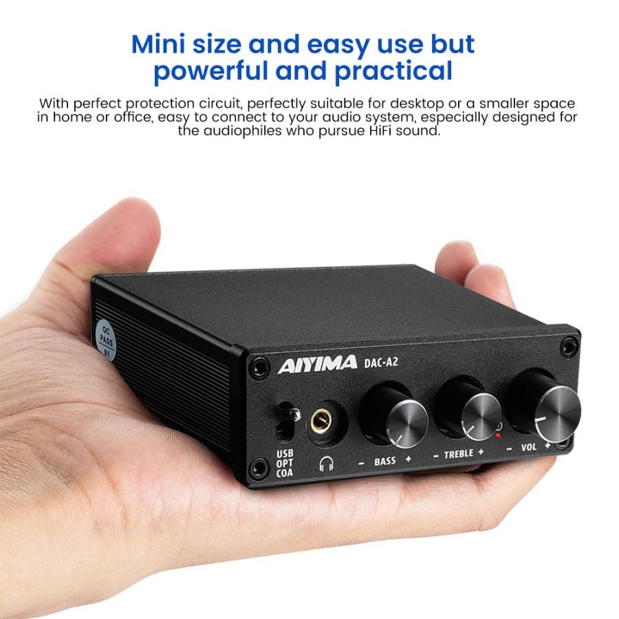 AIYIMA DAC-A2 ヘッドフォンアンプ PC-USB/光/コアキシャル入力 AIYIMA DAC-A2 ヘッドフォンアンプ PC-USB/光/コアキシャル入力