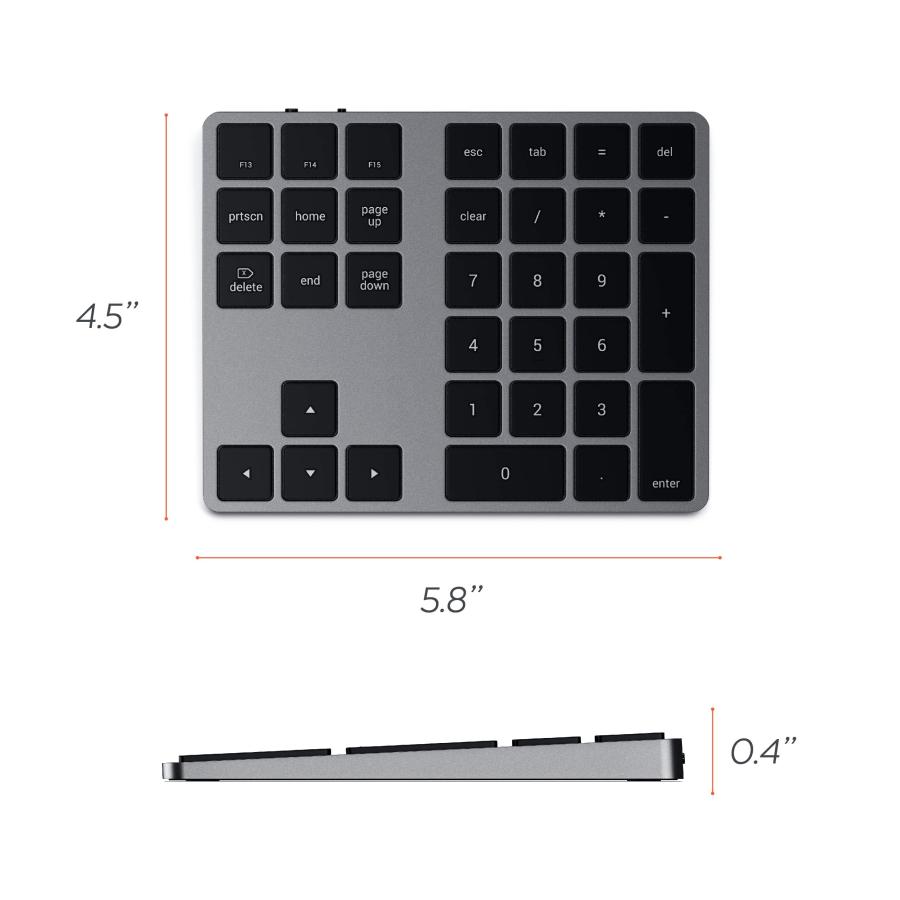Satechi Bluetooth 拡張 テンキー スリム 充電式 34キー (スペースグレイ) (iMac, MacBook, iPad など201｜hotmeteor｜05