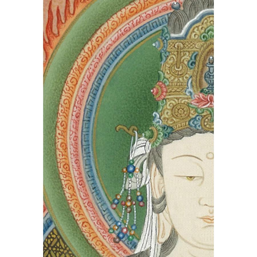 【 月光菩薩・観音図 】　肉筆　大型仏画額　109×92ｃｍ　日本画 肉筆仏画 勢至菩薩 仏画 月光菩薩・観音図 肉筆 大型仏画額 109 92 日本