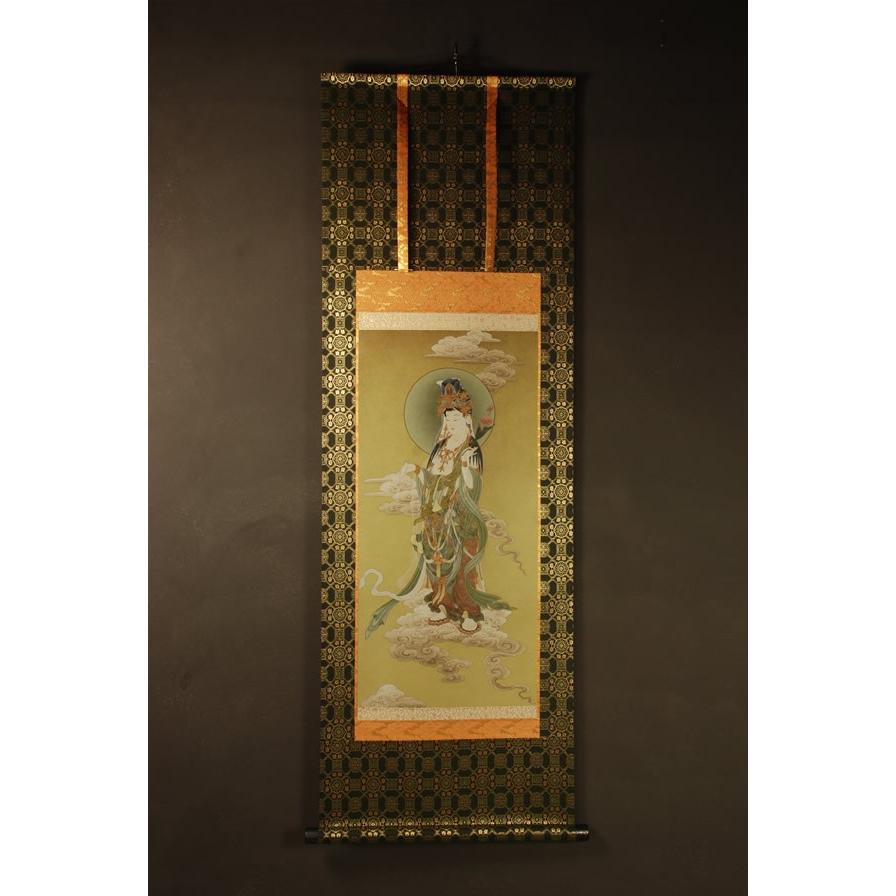 観音菩薩 仏画掛け軸(半切サイズ) : 仏像仏画チベット美術卸の 観音菩薩 仏画掛け軸(半切サイズ) : 仏像仏画チベット美術卸の