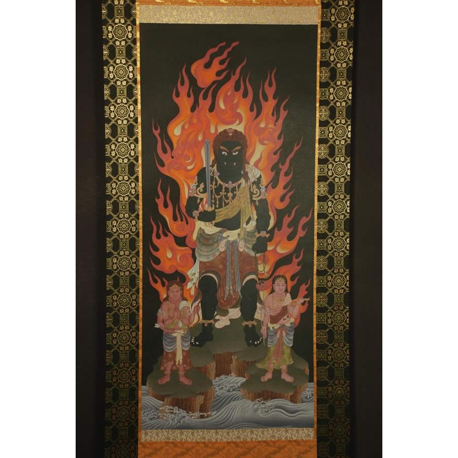 不動明王 仏画掛け軸(半切サイズ) : 仏像仏画チベット美術卸の 不動明王 仏画掛け軸(半切サイズ) : 仏像仏画チベット美術卸の