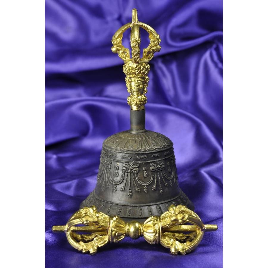 密教法具大瞑想鈴（スティック・敷布付き）② 金剛鈴(五鈷鈴小)最