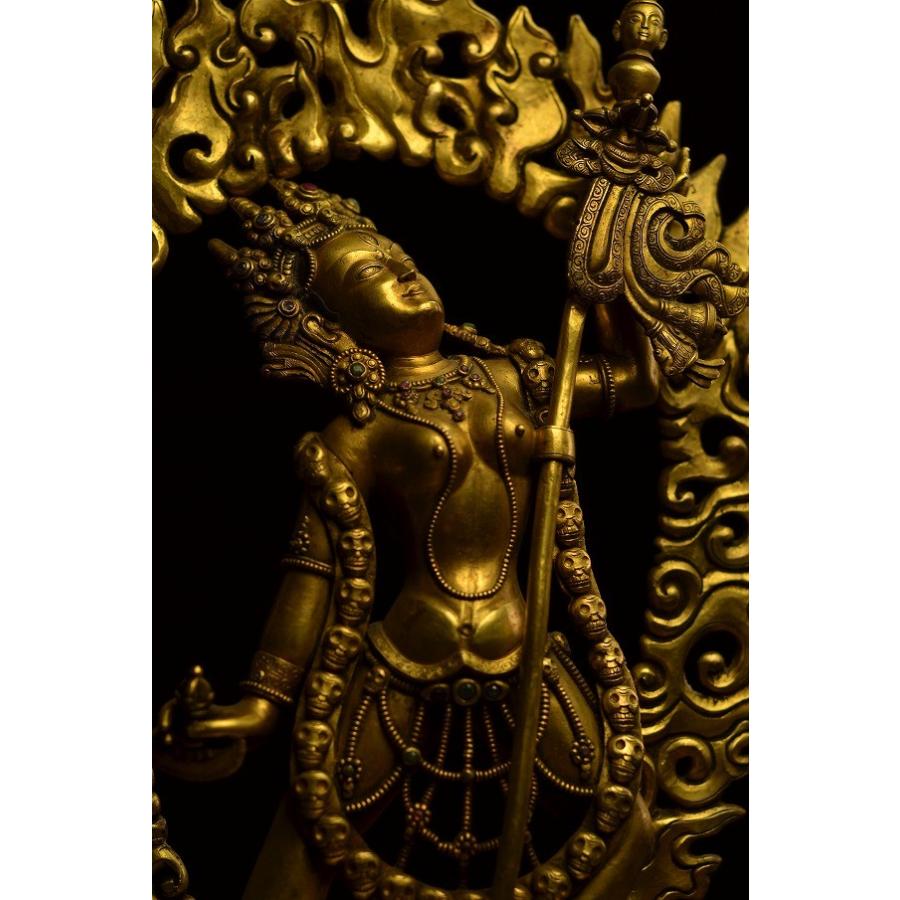 ダーキニー(荼吉尼天)銅造鍍金彫金仕上げ : 仏像仏画チベット ダーキニー(荼吉尼天)銅造鍍金彫金仕上げ : 仏像仏画チベット