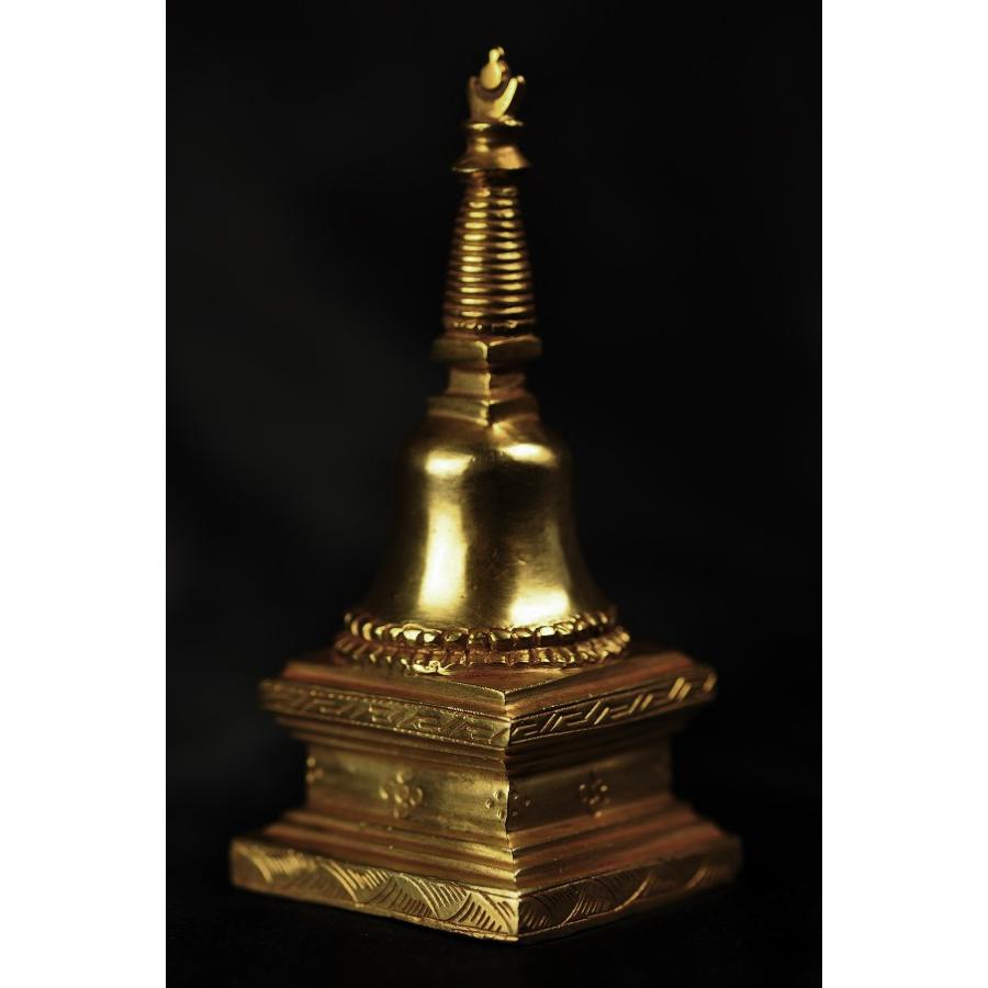 仏塔（ストゥーパ） 銅造鍍金彫金仕上げcの画像