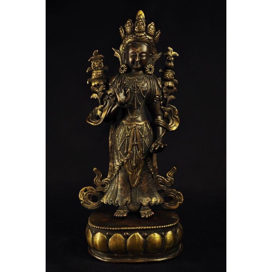 弥勒菩薩 銅造鍍金・彫金仕上げ : 仏像仏画チベット美術卸の天竺堂