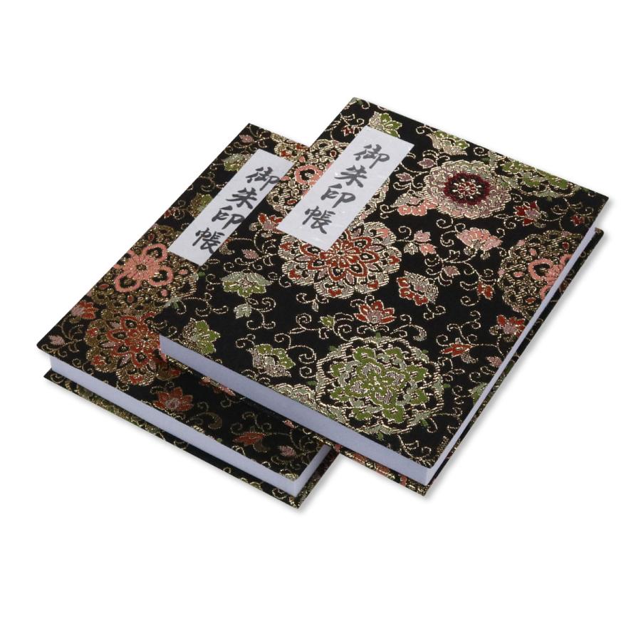 御朱印帳 カバー付 蛇腹式 100ページ 華紋唐草 黒色 : 御朱印帳の