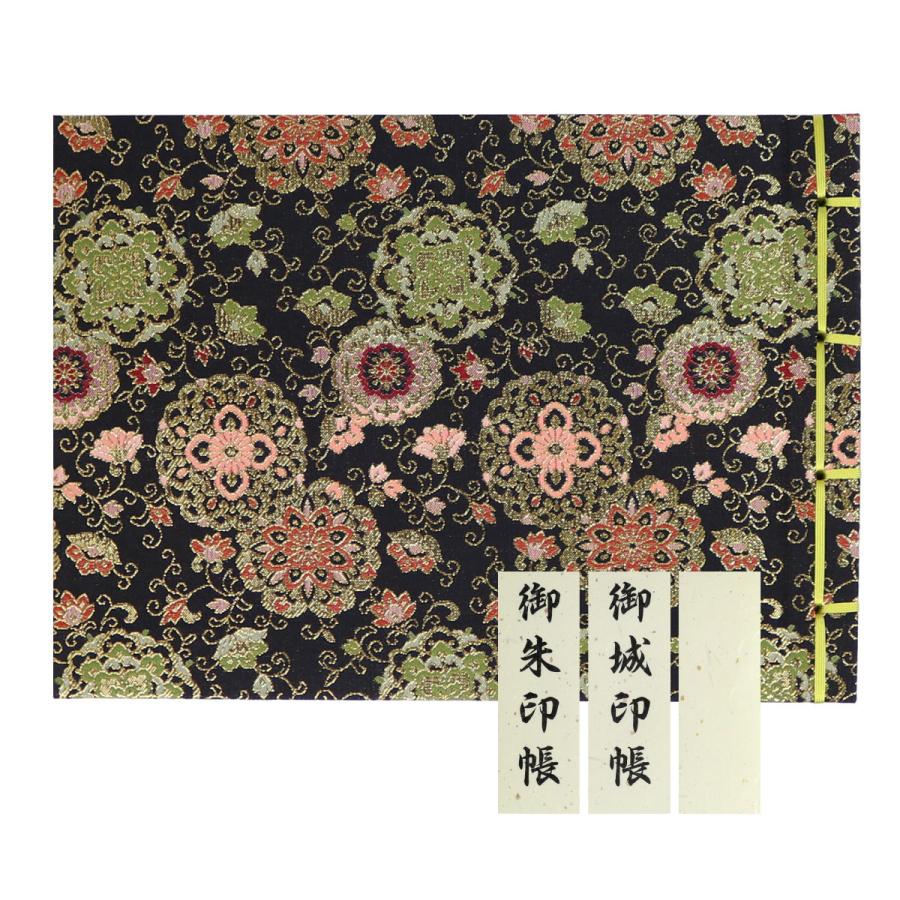 御朱印帳 書き置き 特大 見開きサイズ B5 華紋唐草 黒 24ポケット