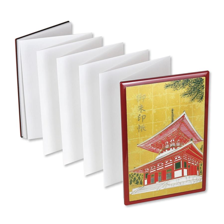 御朱印帳 朱印帳 カバー付 大判 蛇腹 46ページ 蒔絵 根本大塔 赤
