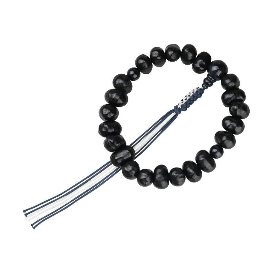 処分価格！八宗手掛け念珠 黒真珠8mm 正絹鶯色長房 2点白水晶入 女性