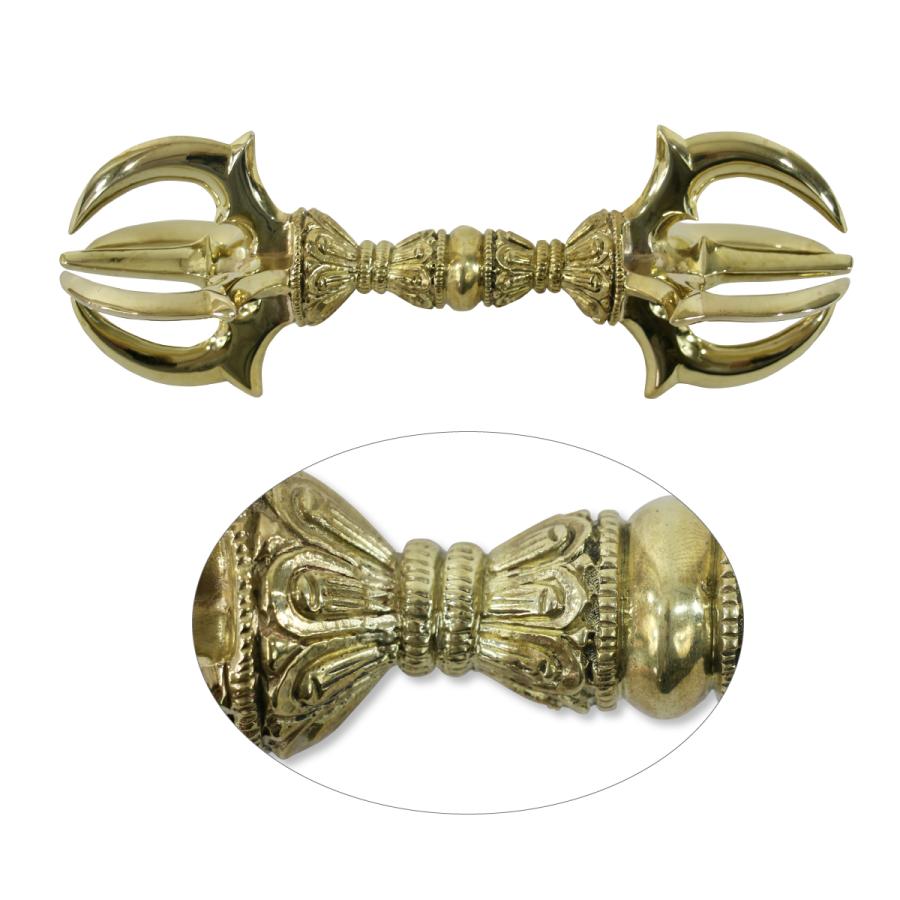 五鈷杵 22cm 特大サイズ 刻み細工入り 真言宗 密教法具 金剛杵 真鍮