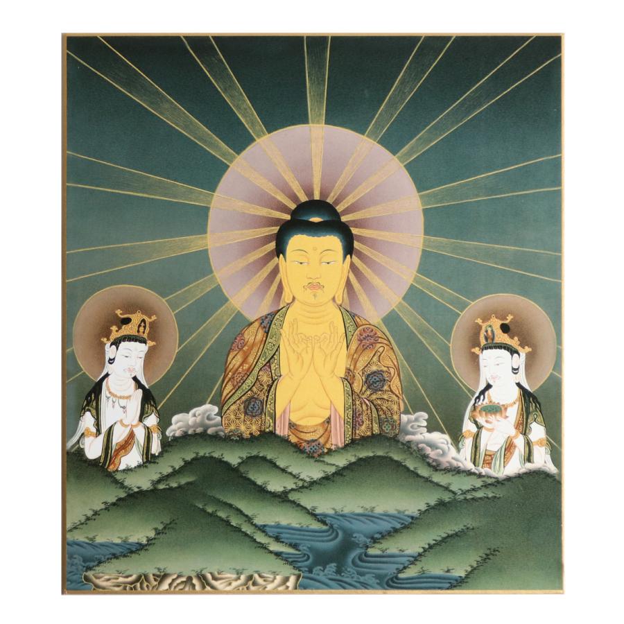 仏画色紙 山越え阿弥陀三尊 送料無料 送料込み （※送料無料はメール便
