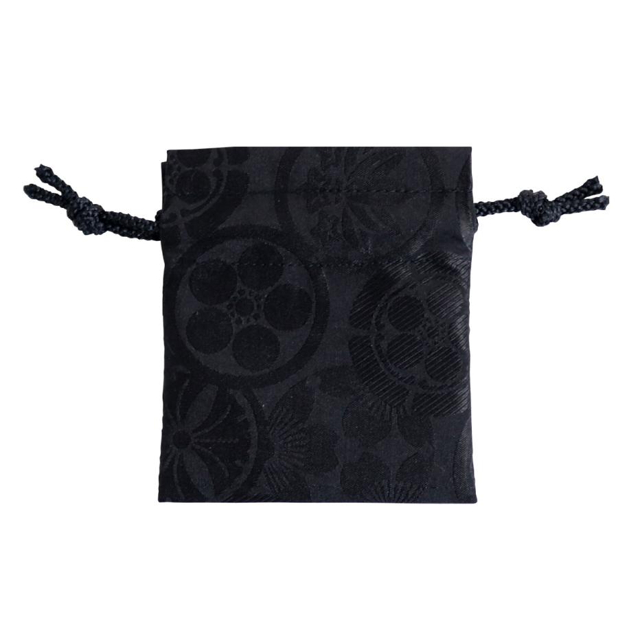 巾着 袋 ミニサイズ 塗香入れ袋 花紋 黒 : 御朱印帳の高野山法徳堂
