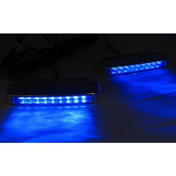 LEDミニデイライト ブルー LED9連 車検対応 エンジン始動で常時点灯 DC12V車用 スリムタイプ 約100mm×15mm×34mm