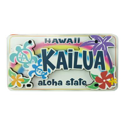 PICK The HAWAII 2D マグネットライセンスプレート カイルア柄 KAiLUA ホヌ ヤシの木 プルメリア 雑貨 ハワイ 磁石 KC-MG2D-LPKA｜hotroad｜02