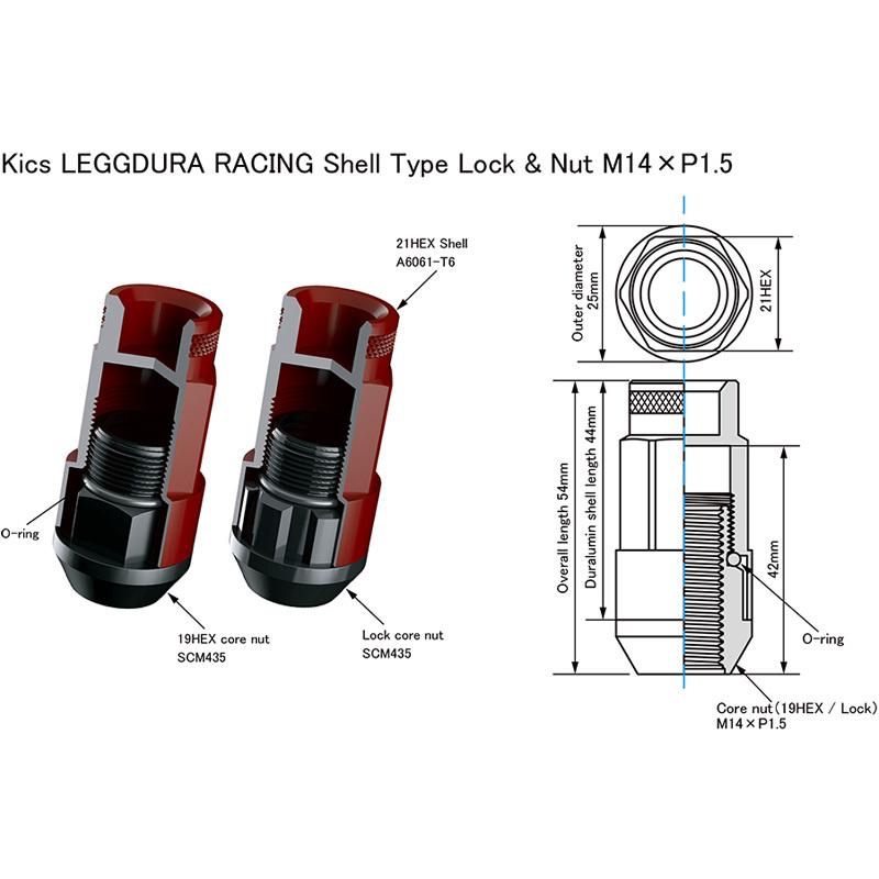 人気ブランド新作豊富 Kyo Ei 協永産業 Rl54 14r Leggdura Racing Shell Type ロック ナット セット M14xp1 5 Rl54 16 Pcs 4 Locks レッド Fucoa Cl