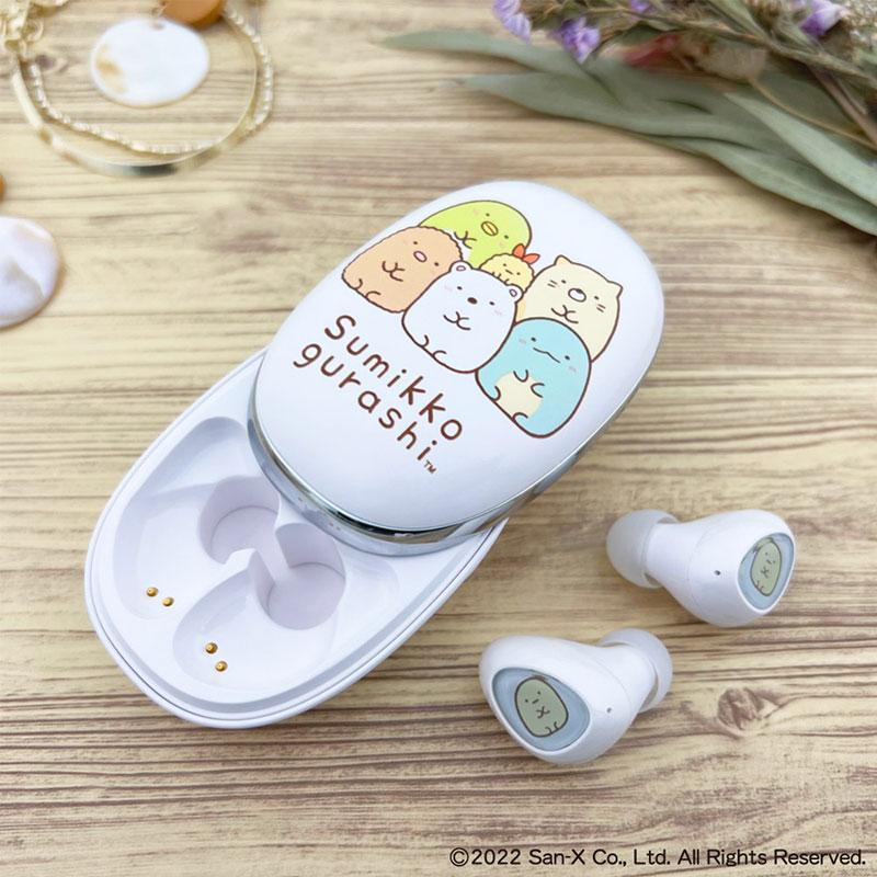 すみっコぐらし ワイヤレスイヤホン なかよし Bluetooth5.0 通話可能 Sumikkogurashi かわいい キャラクター 多摩電子工業 SX-BS69W-G｜hotroad｜02