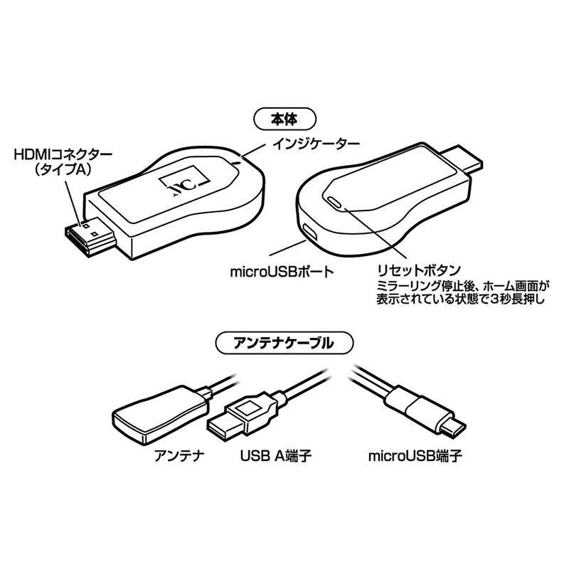 Miracastレシーバー HDMI端子 挿すだけ簡単 ワイヤレスレシーバー 変換 スマホの画面をテレビで Wi-Fi接続可能 カシムラ KD-236 ht｜hotroadkasugai2｜03