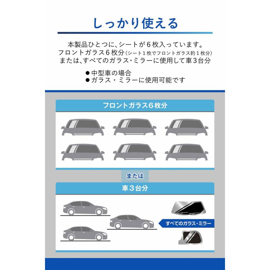 ストロング撥水シート 6枚入 洗車 コーティング 拭くだけ簡単施工 ガラス・ミラー等に カーメイト C177｜hotroadparts2｜06