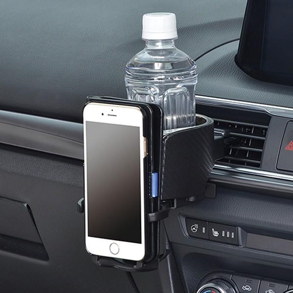 ドリンクホルダー スマホ スマートフォン ホルダー 同時置き エアコン メタルブラック セイワ W922 カー用品通販のホットロードパーツ 通販 Yahoo ショッピング