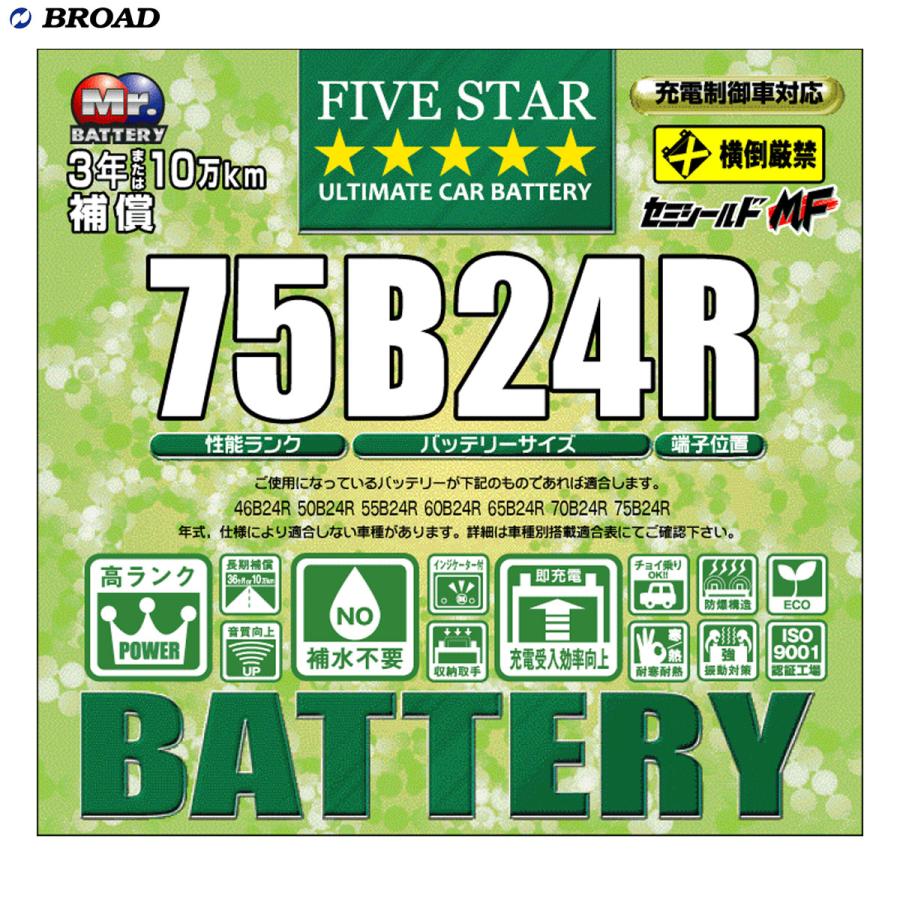 Fivestar 国産車用高性能バッテリー 充電制御車対応 セミシールド カーバッテリー ブロード Broad 75b24r カー用品通販のホットロードパーツ 通販 Yahoo ショッピング