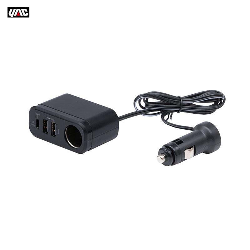 槌屋ヤック PD30W＋2USB＋ソケット セパレート ブラック 急速充電対応