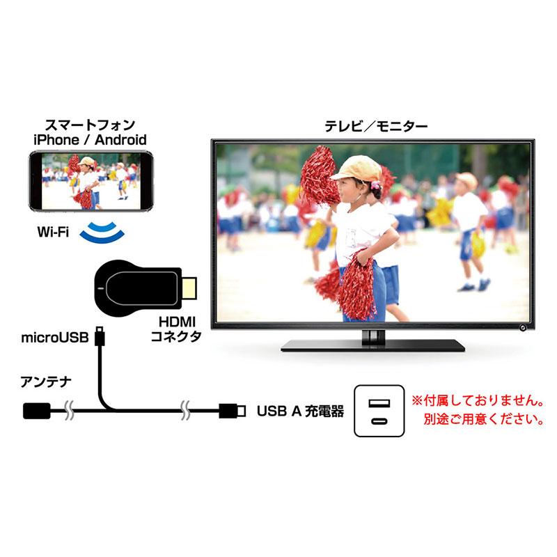 Miracastレシーバー HDMI端子 挿すだけ簡単 ワイヤレスレシーバー 変換 スマホの画面をテレビで Wi-Fi接続可能 カシムラ KD-236 ht｜hotroadtire3｜02
