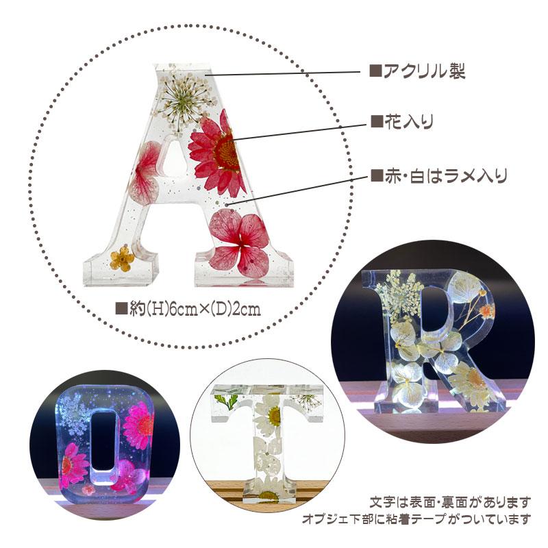 「確認」ぱんな様イニシャルオブジェ イニシャルオブジェ N〜Z 中型 (H)6cm×(D)2cm ハーバリウム風 花入り