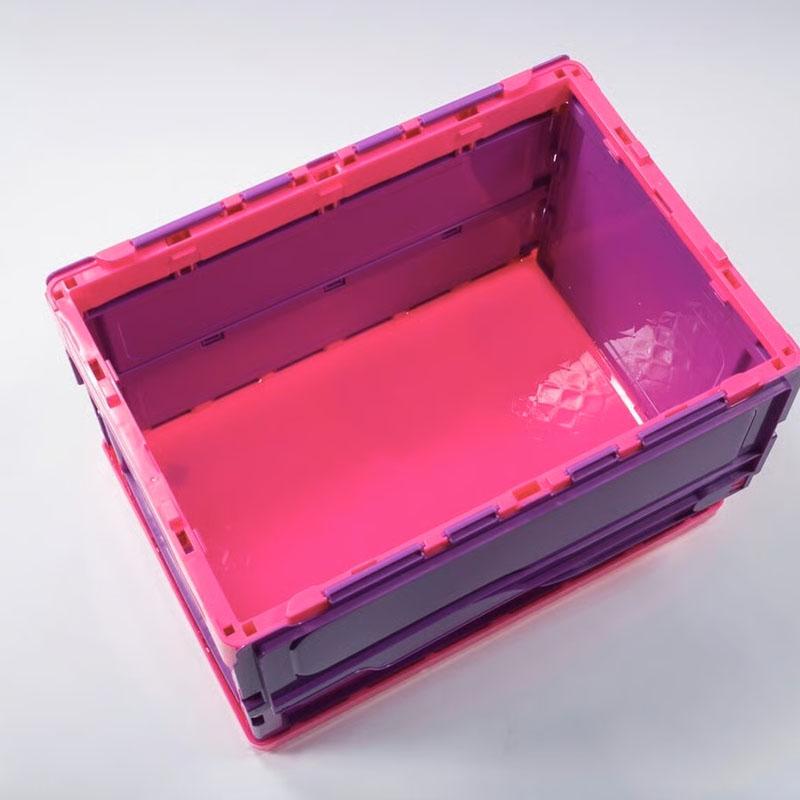 折りたたみコンテナBOX 外寸525mmx360mmx340mm パープルx蛍光ピンク