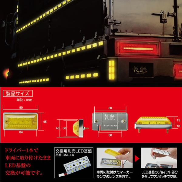 返品不可】【返品不可】ステラファイブ 花魁JAPAN サイドマーカー マーカーランプ LED 12V用 グリーン OML-GR-12  トラック用品、パーツ