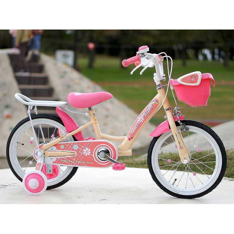 女の子用キッズサイクル 補助輪 サポートキャリア付 子供用自転車16インチ MD-12 MYPALLAS/マイパラス 池商の画像